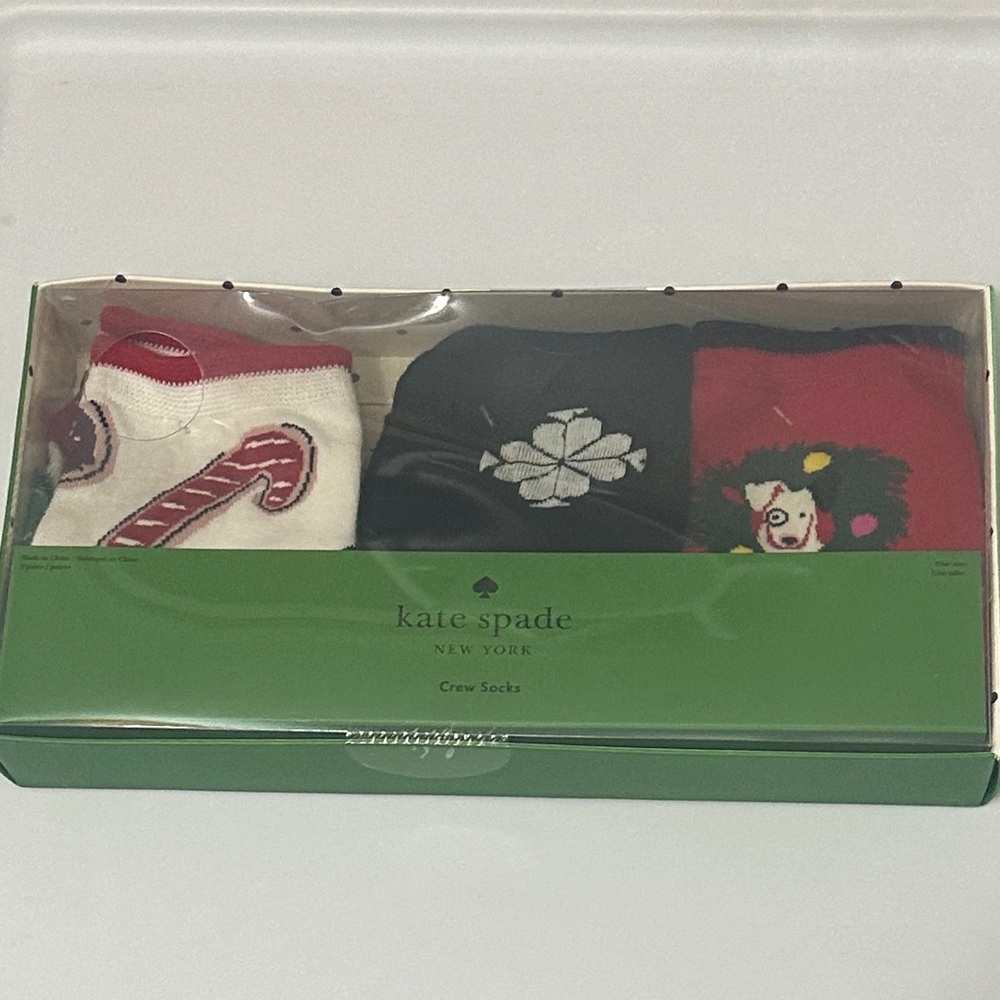 Kate Spade Festive Christmas 3 pack Crew Socks - Black, Red, White